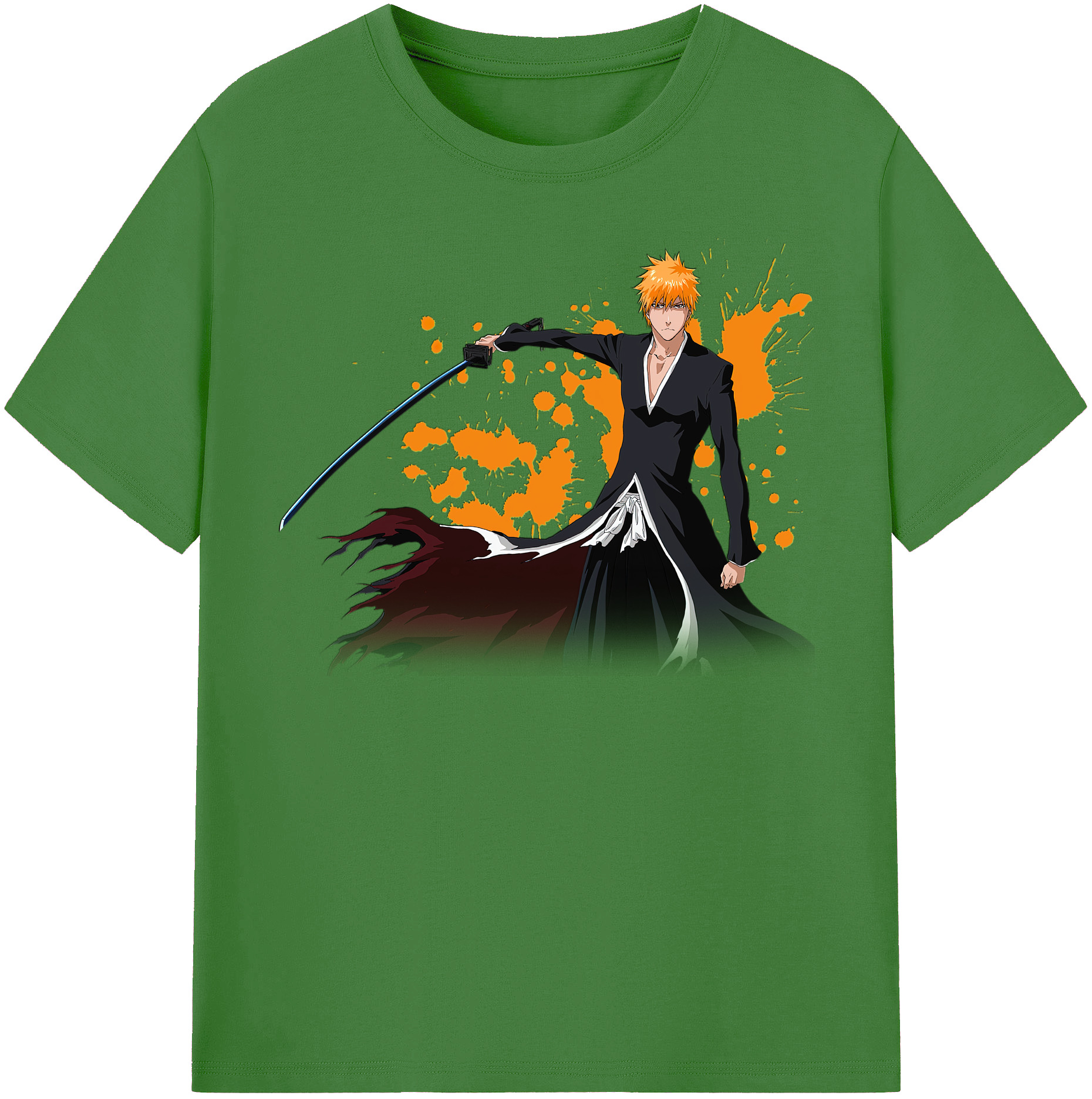 （画像用） ブリーチ 黒崎一護（くろさき いちご）BLEACH Kurosaki Ichigo レディースカジュアルプリントTシャツ（綿100％）